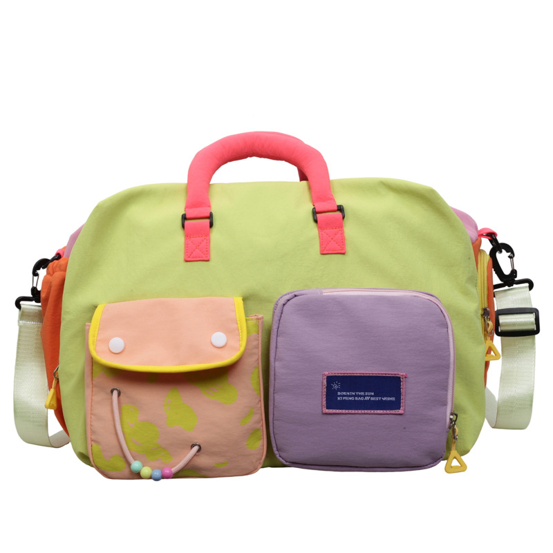 🔥Last Day Sale 60% OFF⏰🛍️🧳🎒👜Casual Color Block Overnight Bag – Spacious & durable – Perfect for gym, travel or weekend trips – lightweight with carry handles🎁