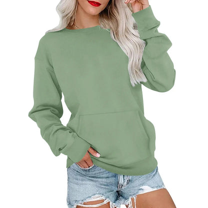 Women's Crewneck Hoodless Sweatshirt With Kangaroo Pocket Fleece Longsleeve Oversized Casual Style Shirt Lightweight Pullover 2026
