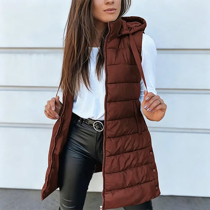 Women’s Zip-Up Long Puffer Vest