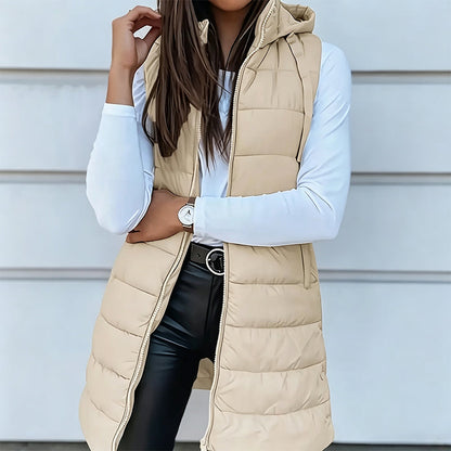 Women’s Zip-Up Long Puffer Vest