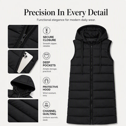 Women’s Zip-Up Long Puffer Vest