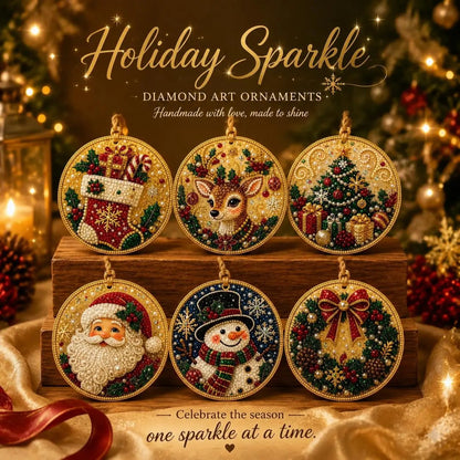 🔥Hot Sale 49% Off🎄Christmas DIY Diamond Painting Ornaments Kit (6-Piece) – Xmas Tree Hanging Craft Decoration