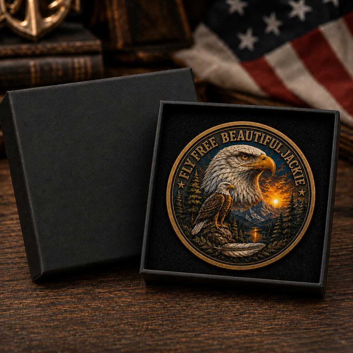 🦅 Jackie Bald Eagle 3D Relief Memorial Medallion | Detailed Color Artwork Tribute 2012–2026