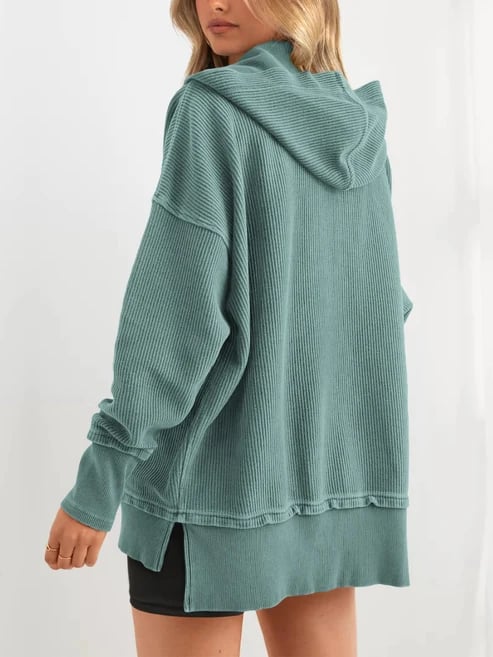 ⏰Hot Sale-Womens Long Sleeve Hoodie Oversized Button Up Sweatshirt Pullover Tops
