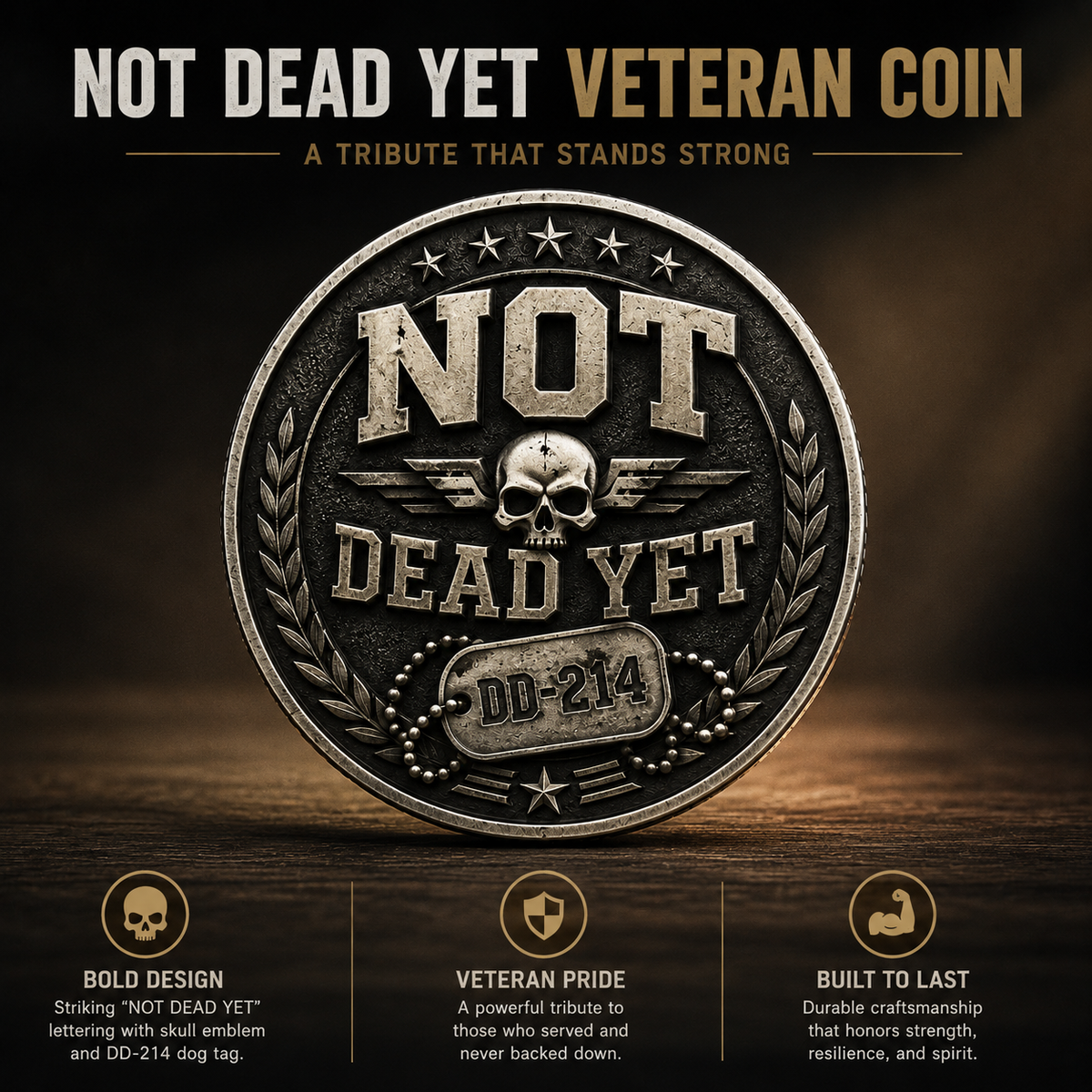 DD-214 NOT DEAD YET Veteran Dad Hat – Vintage Embroidered Cap 🎁 Free Honor Coin With Every Cap Purchase
