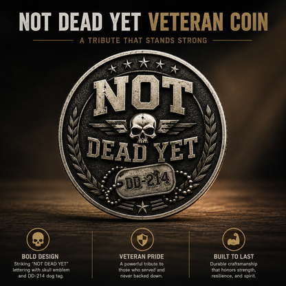 DD-214 NOT DEAD YET Veteran Dad Hat – Vintage Embroidered Cap 🎁 Free Honor Coin With Every Cap Purchase
