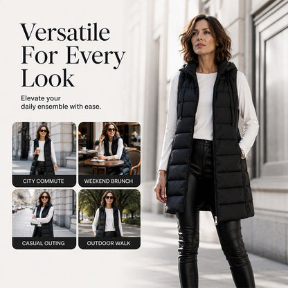 Women’s Zip-Up Long Puffer Vest