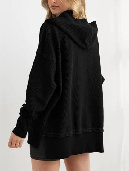 ⏰Hot Sale-Womens Long Sleeve Hoodie Oversized Button Up Sweatshirt Pullover Tops