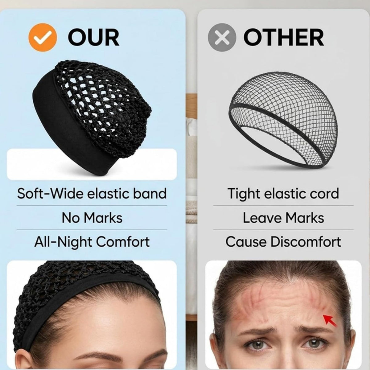 💖Hot 50% OFF🌹🌙 3-Piece Stretchy Wide-Edge Sleeping Cap Set