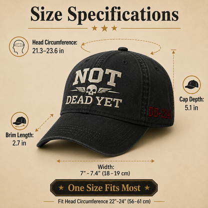 DD-214 NOT DEAD YET Veteran Dad Hat – Vintage Embroidered Cap 🎁 Free Honor Coin With Every Cap Purchase