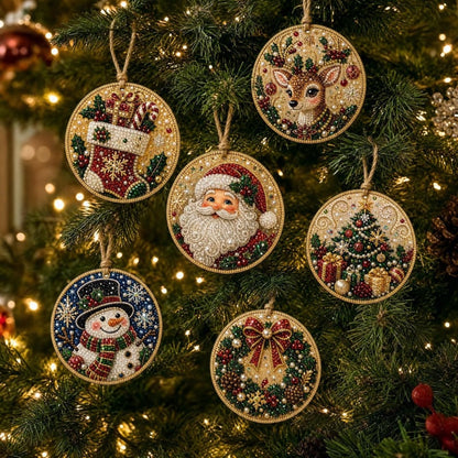 🔥Hot Sale 49% Off🎄Christmas DIY Diamond Painting Ornaments Kit (6-Piece) – Xmas Tree Hanging Craft Decoration