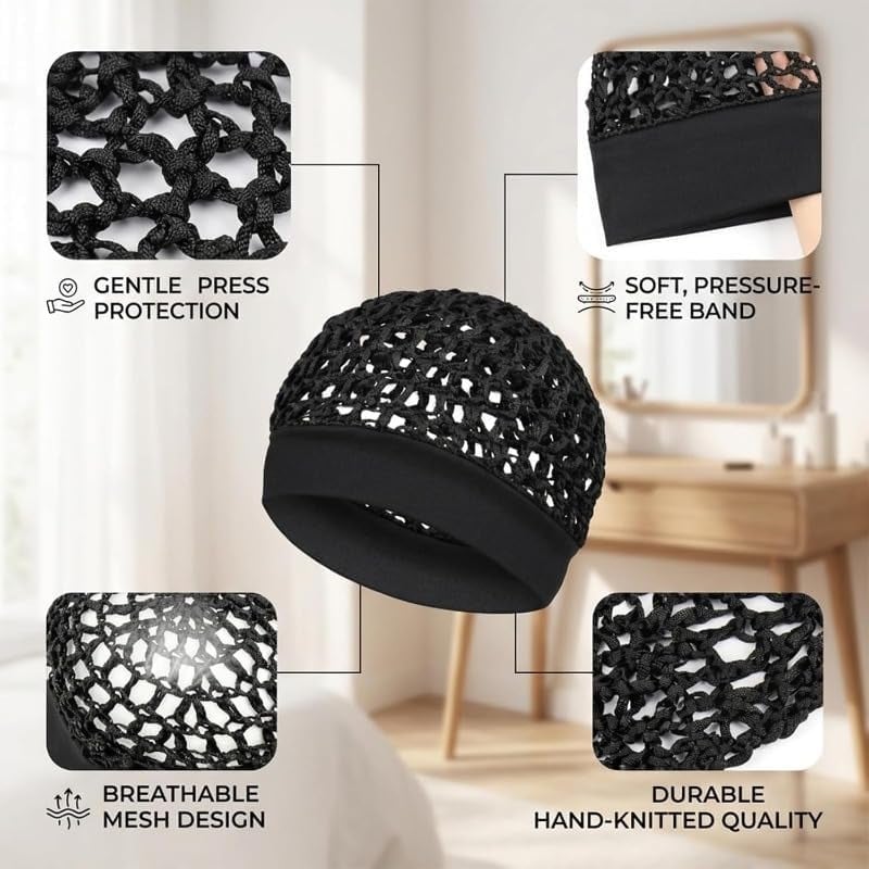 💖Hot 50% OFF🌹🌙 3-Piece Stretchy Wide-Edge Sleeping Cap Set