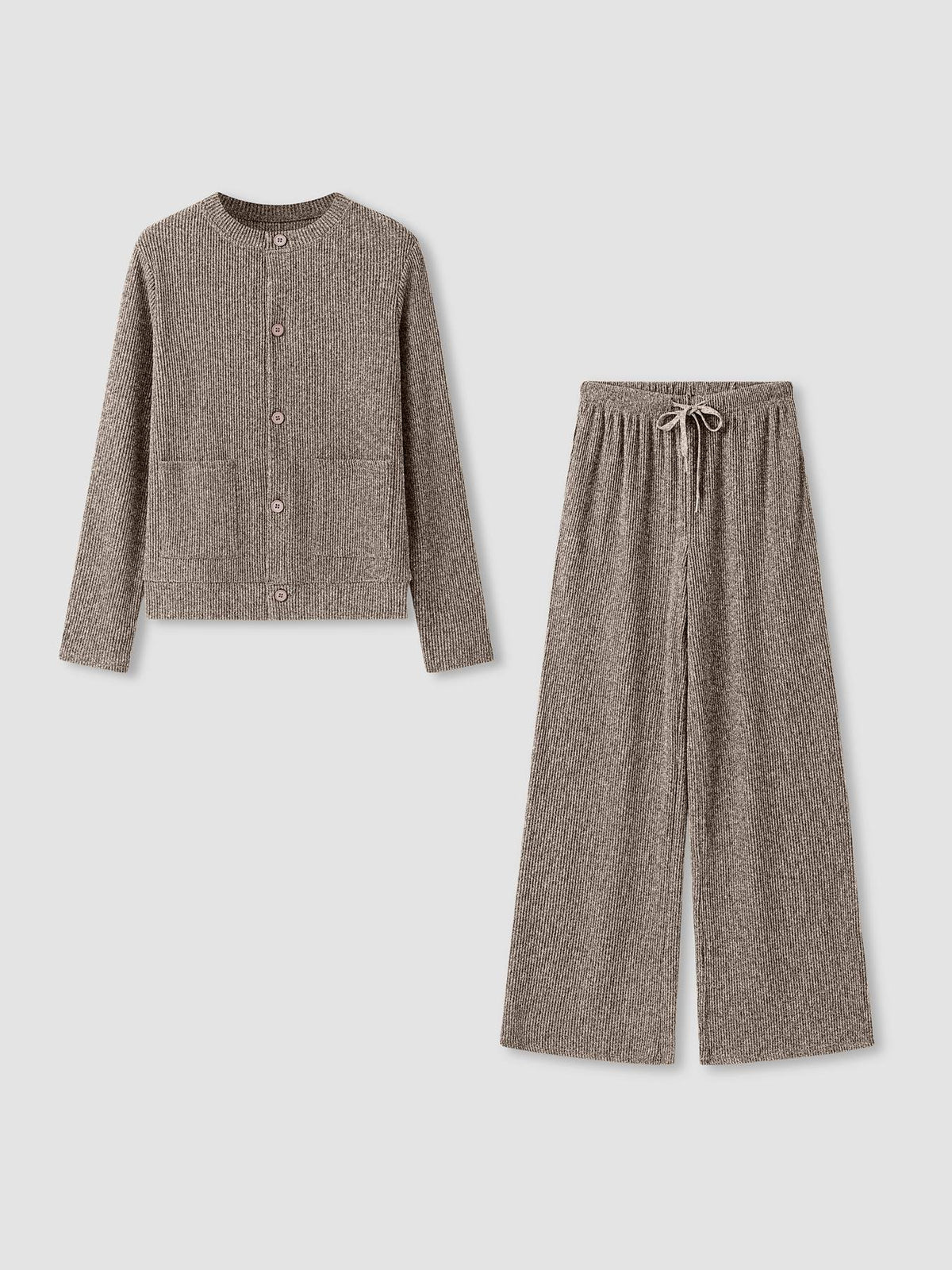 💖🍂Women’s Casual Knit Sweater & High-Waist Wide-Leg Pants Set