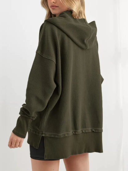 ⏰Hot Sale-Womens Long Sleeve Hoodie Oversized Button Up Sweatshirt Pullover Tops