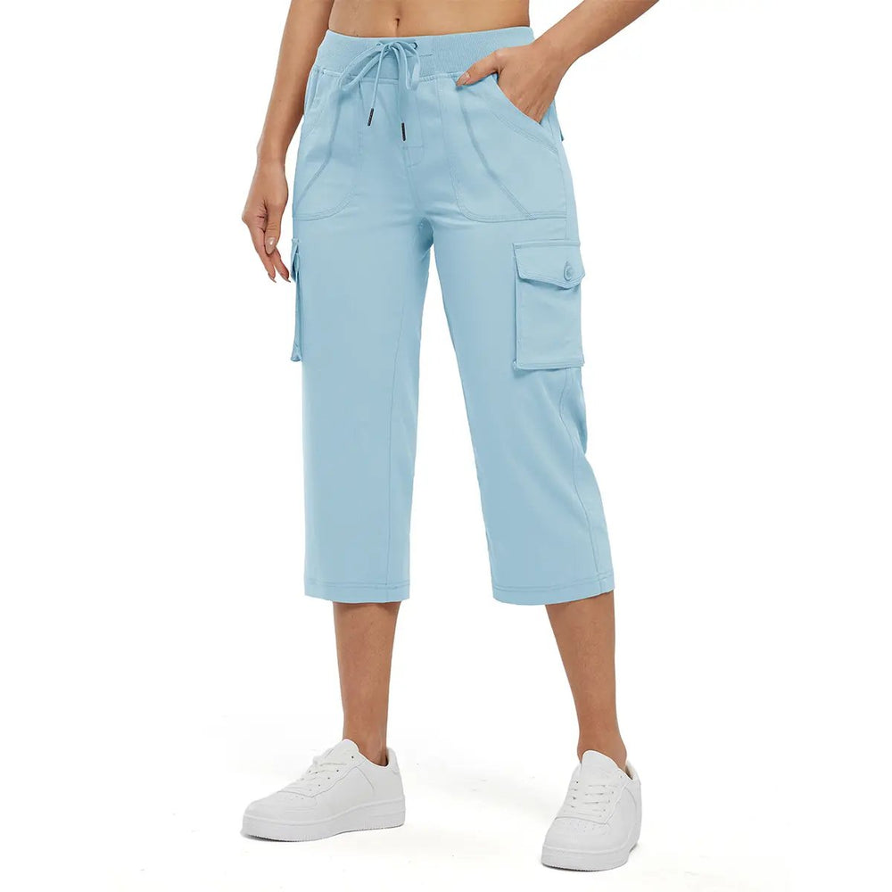 Women's light blue cargo capri pants