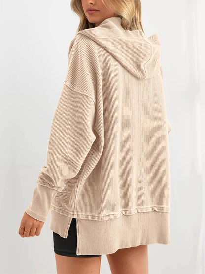 ⏰Hot Sale-Womens Long Sleeve Hoodie Oversized Button Up Sweatshirt Pullover Tops