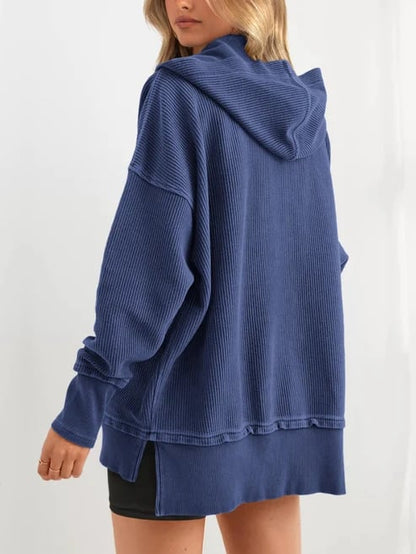 ⏰Hot Sale-Womens Long Sleeve Hoodie Oversized Button Up Sweatshirt Pullover Tops