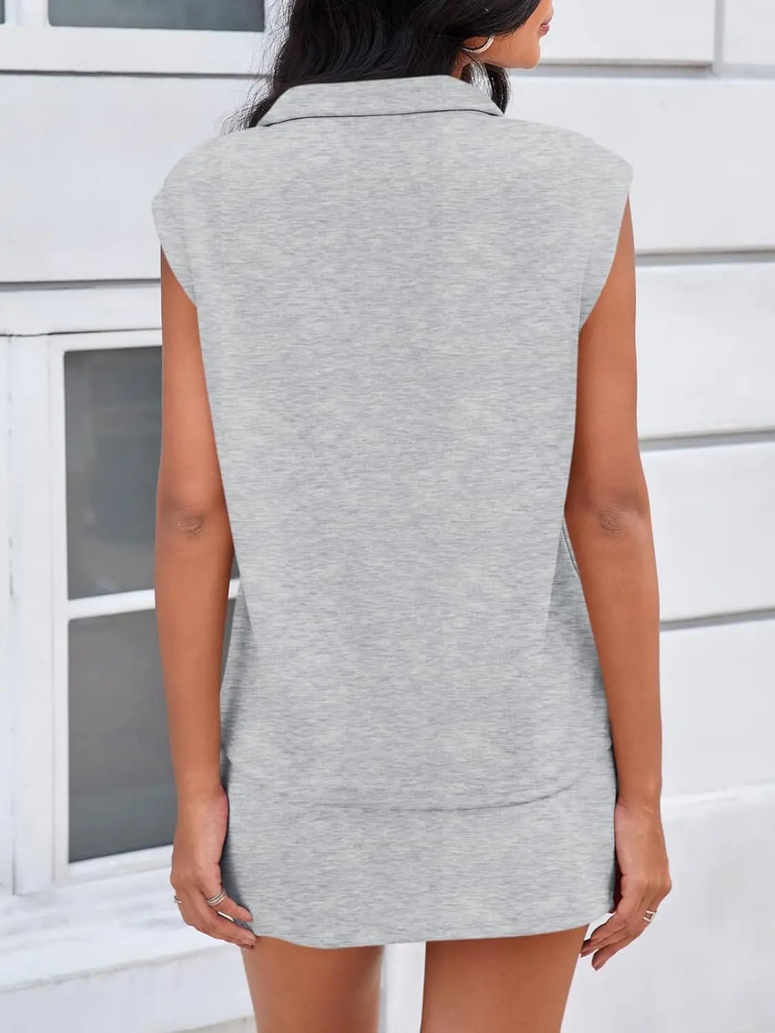 Womens 2 Piece Skirt Sets Summer Sleeveless Half Zip Sweatshirt Athletic Skorts Tennis Outfits Casual Sweatsuits #SpringStatements