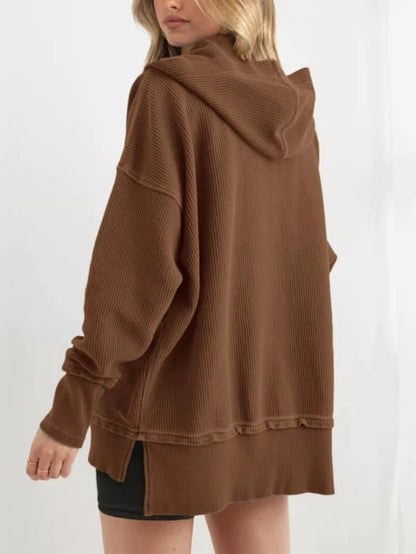 ⏰Hot Sale-Womens Long Sleeve Hoodie Oversized Button Up Sweatshirt Pullover Tops