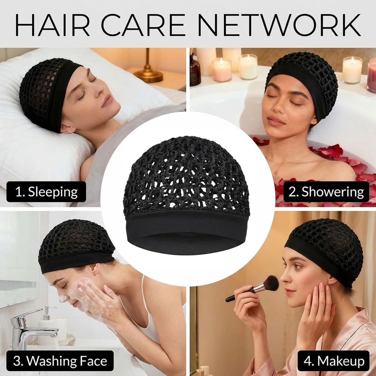 💖Hot 50% OFF🌹🌙 3-Piece Stretchy Wide-Edge Sleeping Cap Set