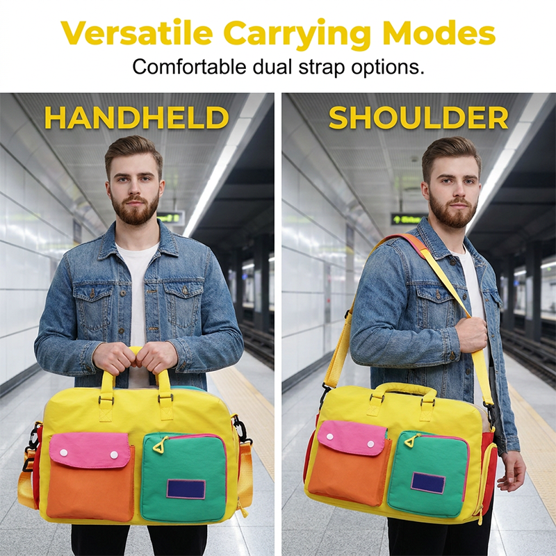 🔥Last Day Sale 60% OFF⏰🛍️🧳🎒👜Casual Color Block Overnight Bag – Spacious & durable – Perfect for gym, travel or weekend trips – lightweight with carry handles🎁