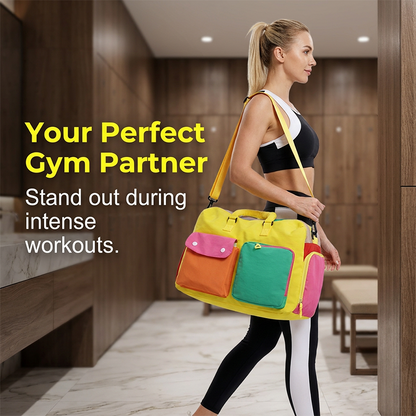 🔥Last Day Sale 60% OFF⏰🛍️🧳🎒👜Casual Color Block Overnight Bag – Spacious & durable – Perfect for gym, travel or weekend trips – lightweight with carry handles🎁