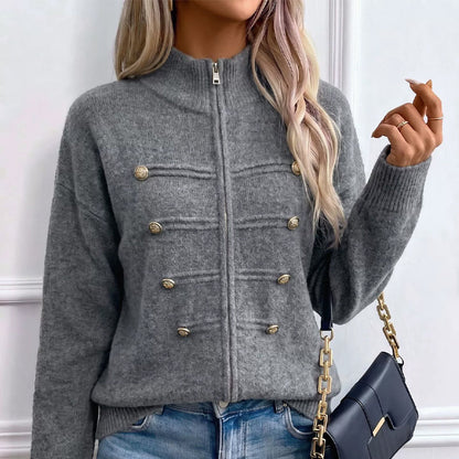 🥳💞LAST DAY SALE ONLY $39.99!!🧥Women's Casual Double Zipper Sweater Jacket🎁