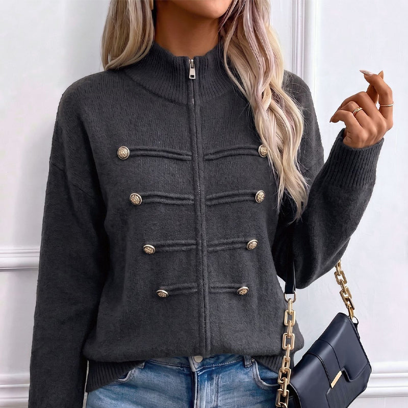 🥳💞LAST DAY SALE ONLY $39.99!!🧥Women's Casual Double Zipper Sweater Jacket🎁