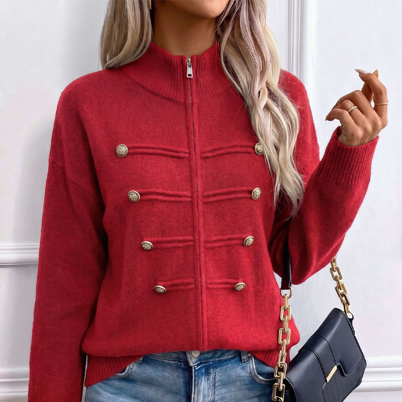 🥳💞LAST DAY SALE ONLY $39.99!!🧥Women's Casual Double Zipper Sweater Jacket🎁